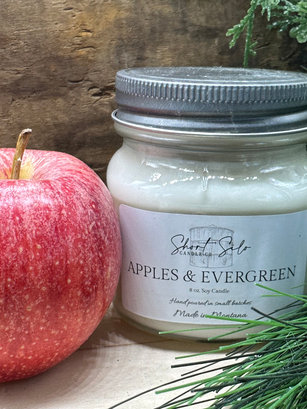 Apples & Evergreen 8oz Soy Candle