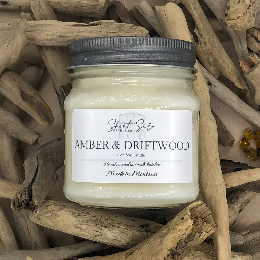 Amber & Driftwood 8oz Soy Candle