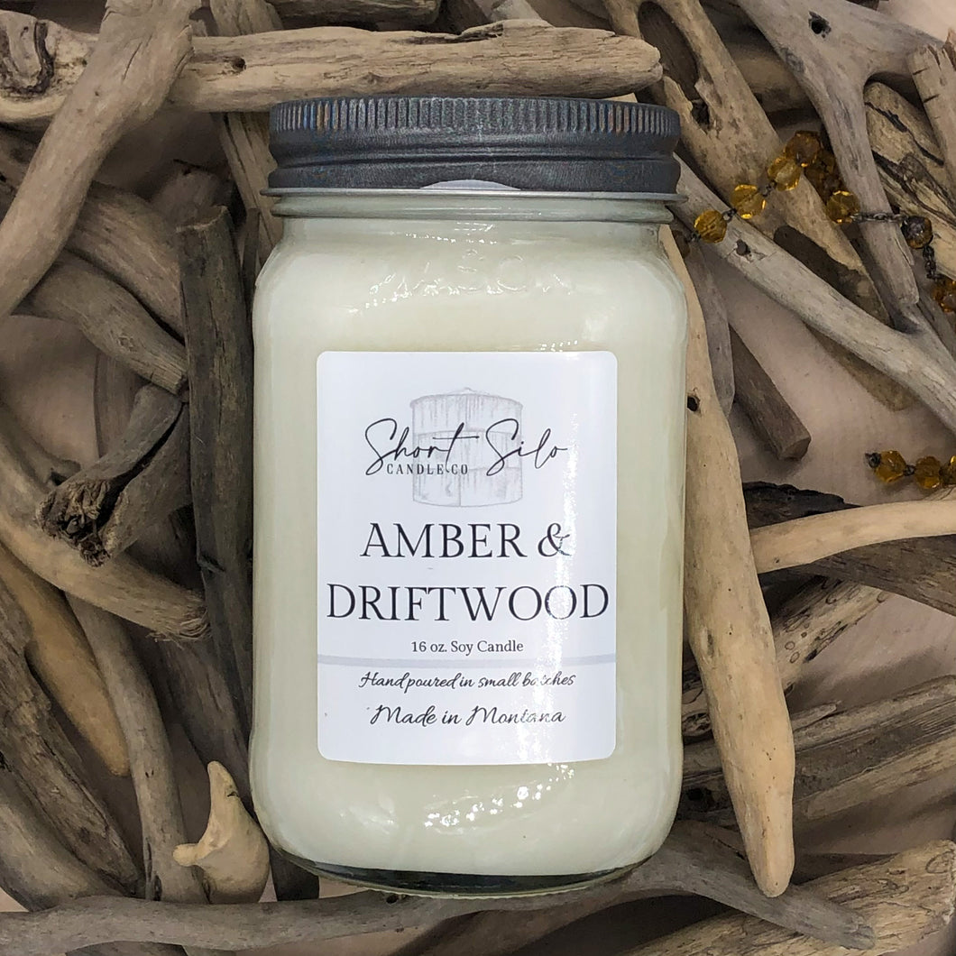 Amber & Driftwood 16oz Soy Candle